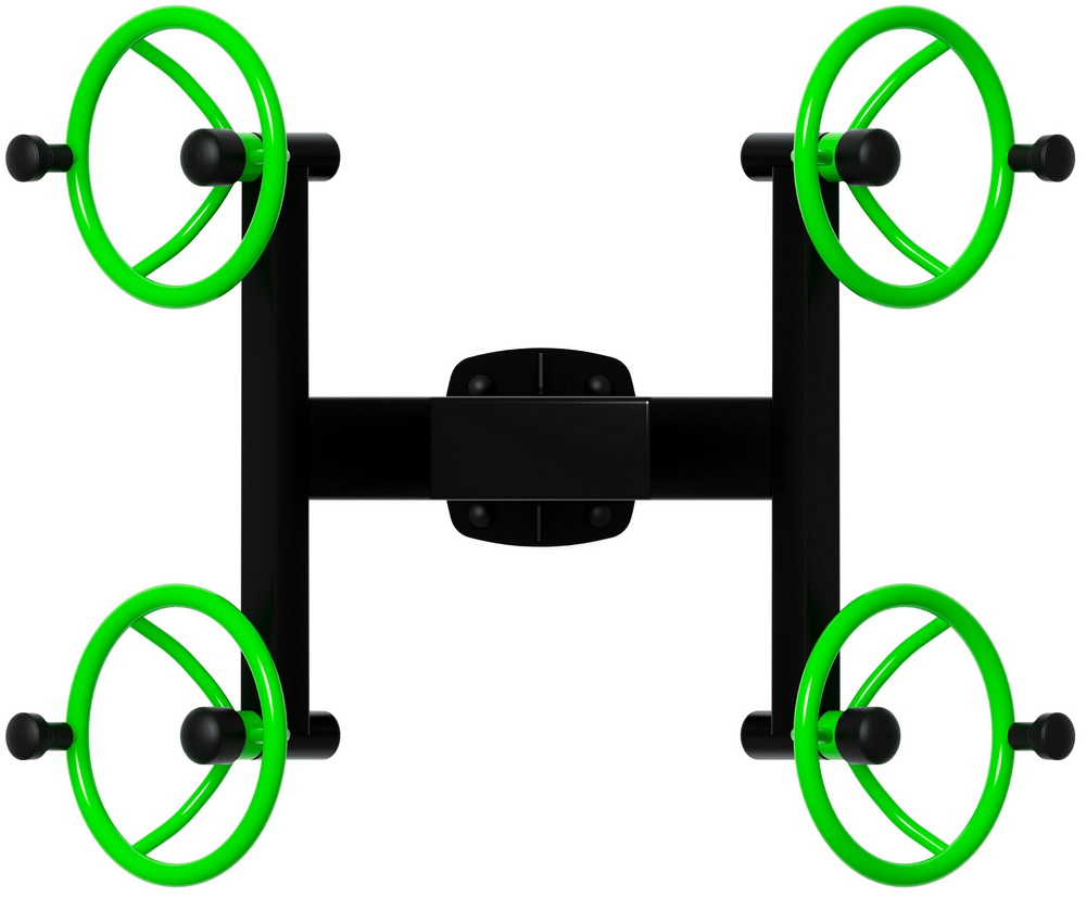 Тренажер уличный РУЛИ (4 руля положение стоя) зеленый СТ 101-12