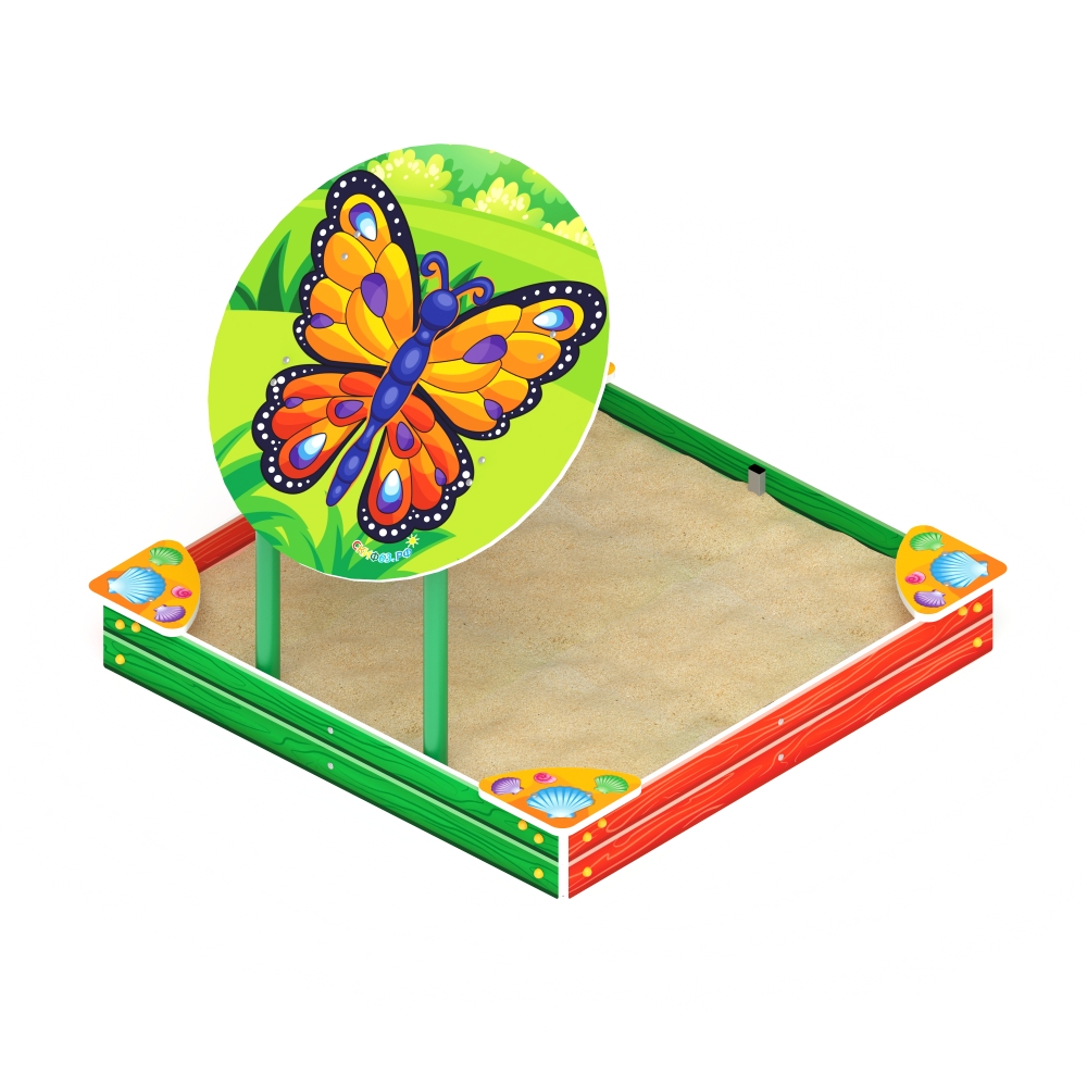 БАБОЧКА песочница средняя с навесом (ракушки) ИО 5.01.09-01