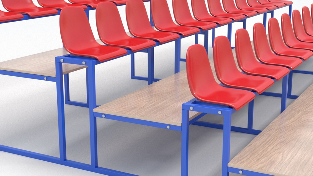 Трибуна с пластиковыми сидениями четырехрядная (20.007)