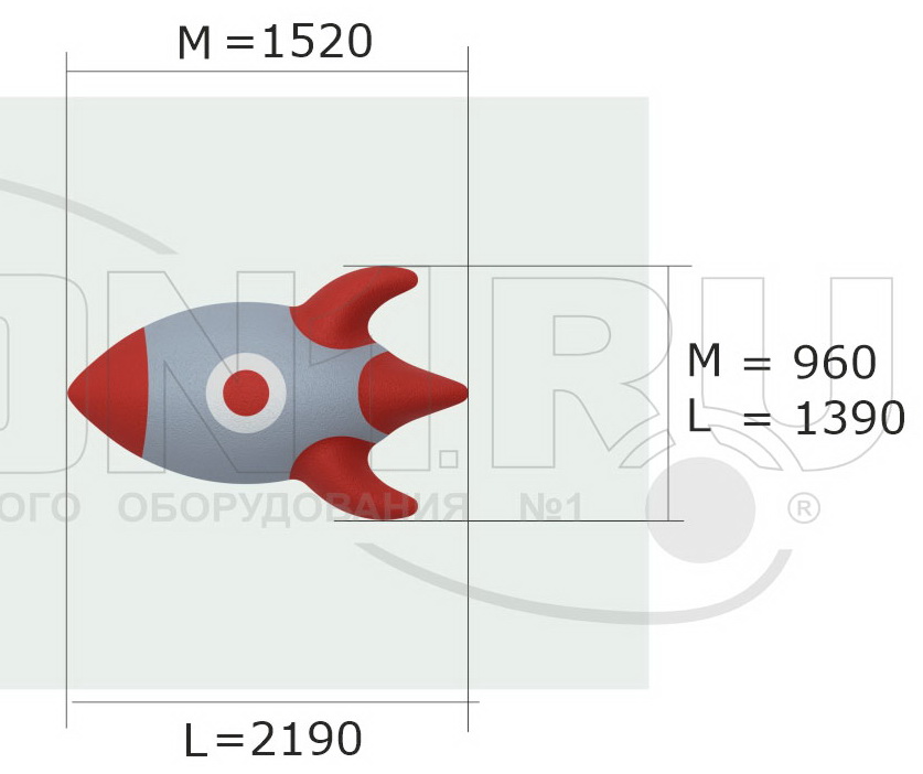 Резиновая 3D-фигура ZION Ракета (для парков и детских площадок)