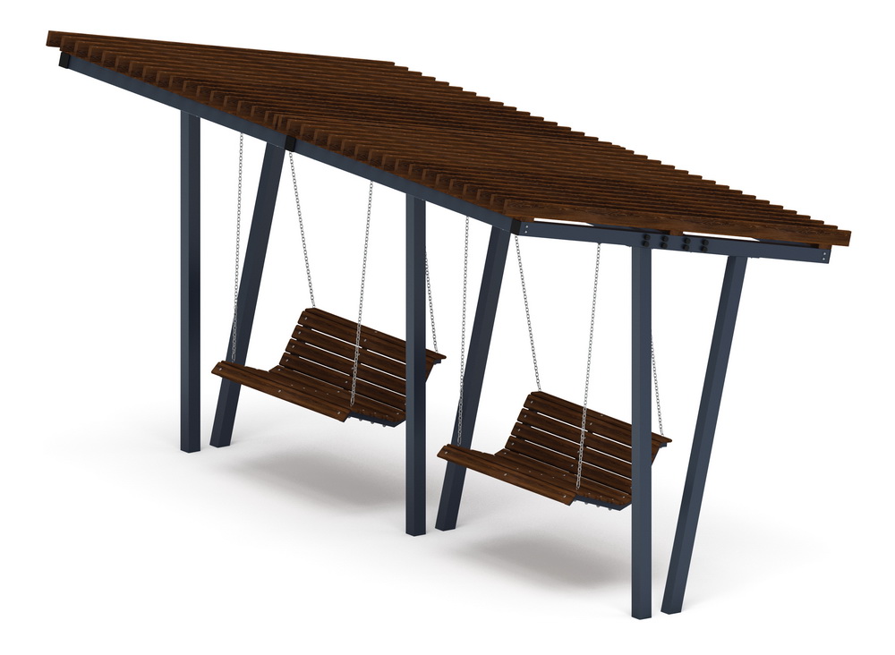 Пергола Тент с качелями (наклонная) МФ 78.03.02-01 /без поликарбоната/