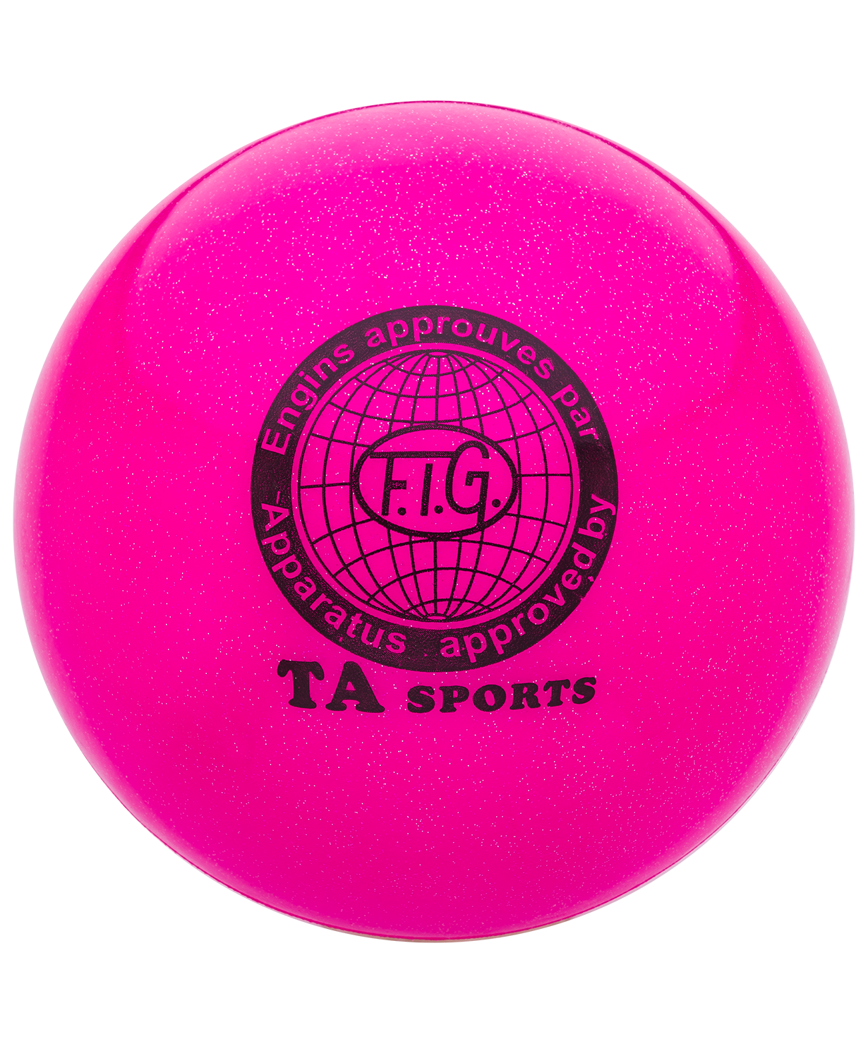 Мяч для художественной гимнастики RGB-102, 19 см, розовый, с блестками