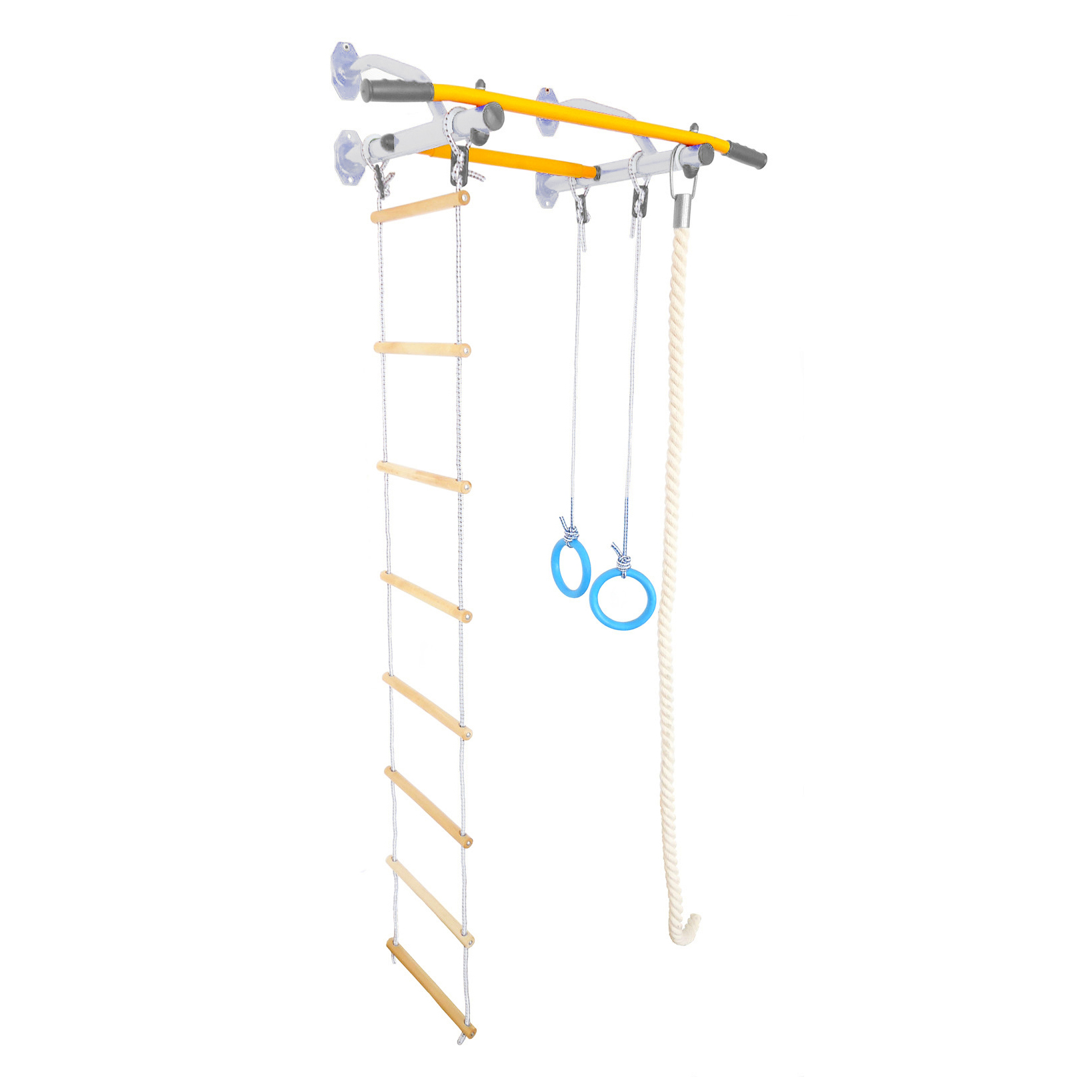 Детский спортивный комплекс ЮНЫЙ АТЛЕТ модель Эконом белый/желтый