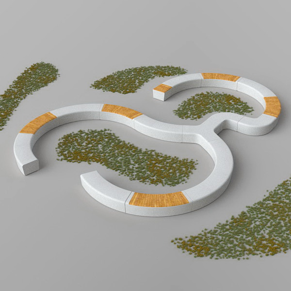 Скамья ОНДА бетонная С-66-R100