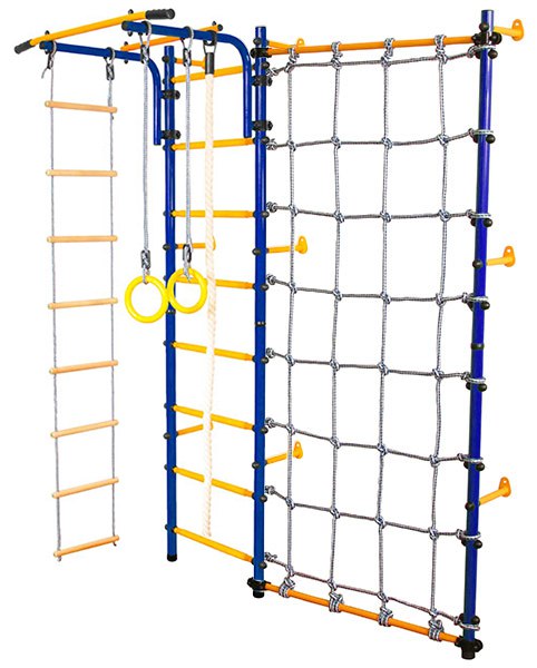 Стойка-сетка Юный АТЛЕТ пристенная сине/жёлтый