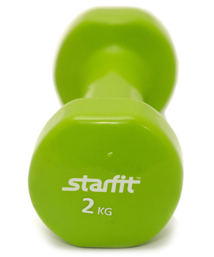 Гантель виниловая STARFIT DB-101 2 кг, зеленая (1 шт.) 1/10
