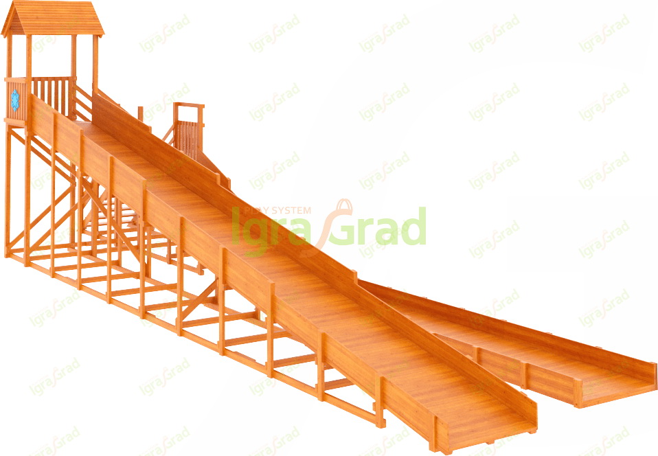 Зимняя горка IgraGrad Snow Fox 12 м с двумя скатами и выкатом 8 м