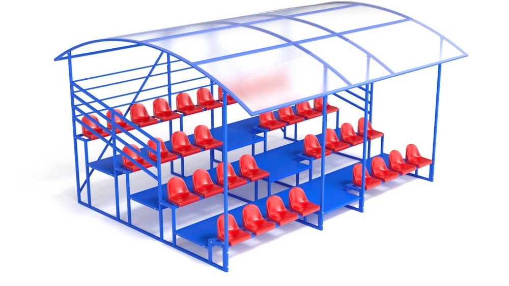 Трибуна с навесом, с ограждением, 4-рядная (20.014)