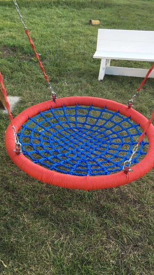 Качели-гнездо ХИТ 100 см с толстым ободом и толстой сеткой, на цепях и подшипниках