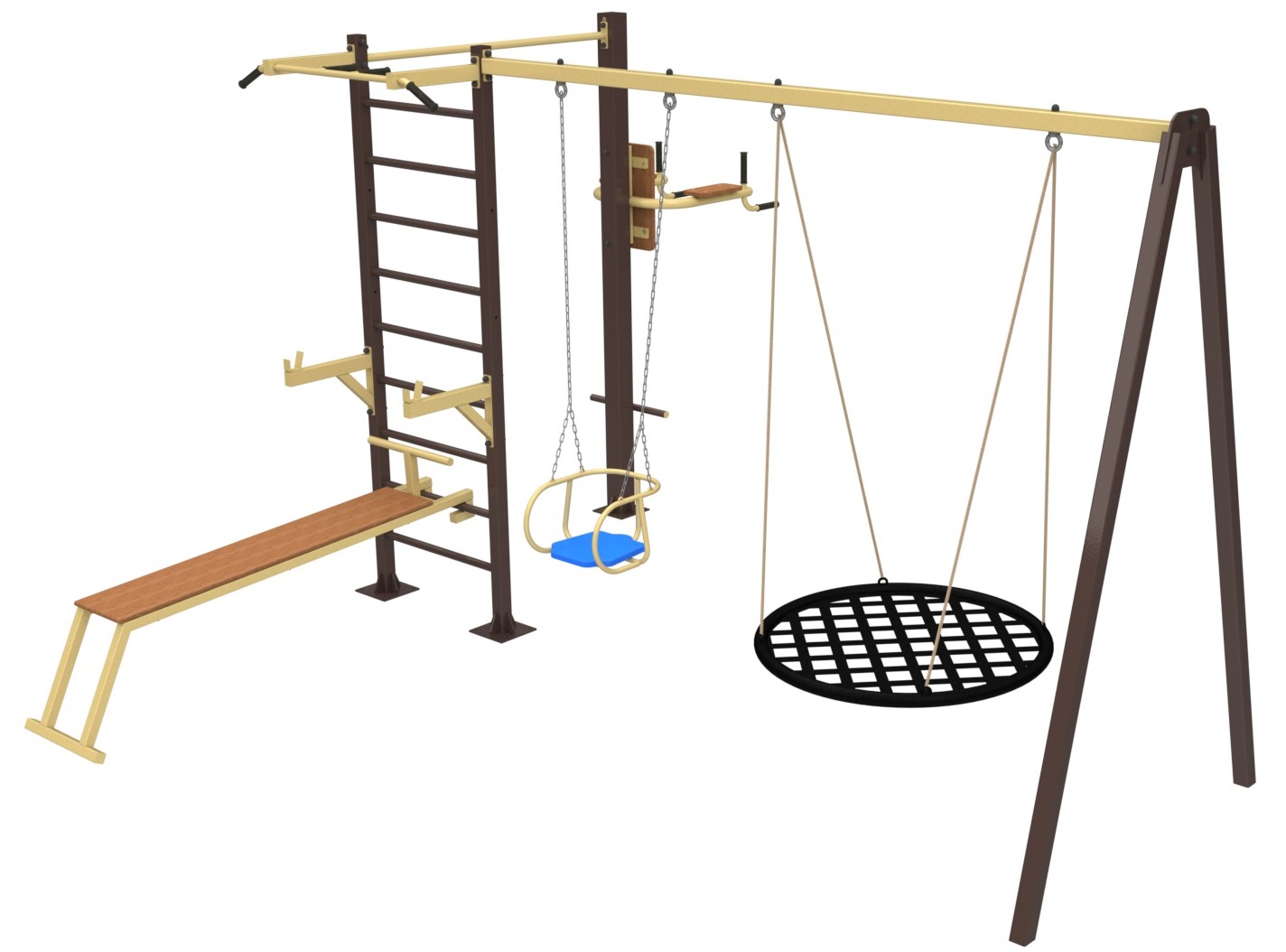 Уличный спортивный комплекс с турником и качелями АК32