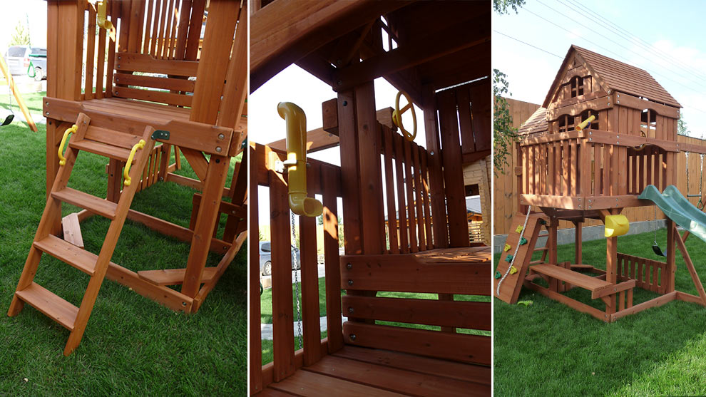 Детский деревянный игровой комплекс ПАНОРАМА с двухуровневым домиком