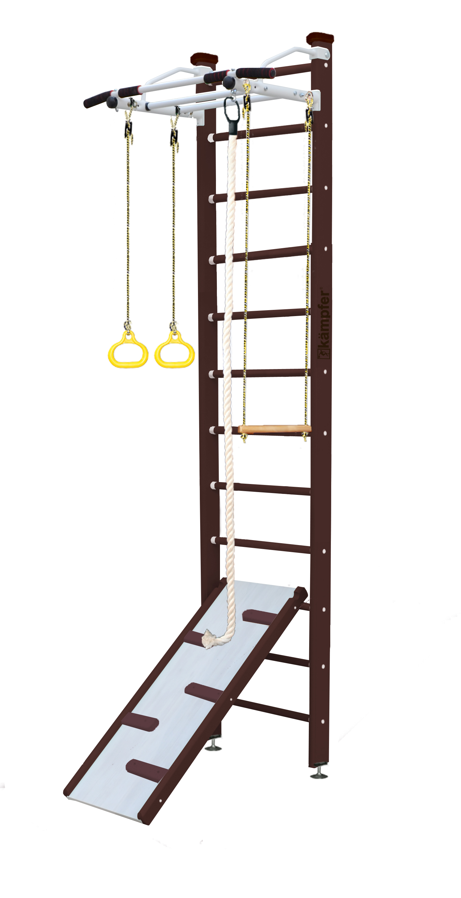 Шведская стенка Kampfer Ride Ceiling (№5 Шоколадный Высота 3 м белый турник)