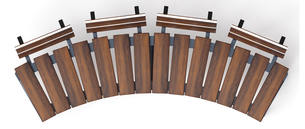 Модульная скамья радиальная (темный дуб) МФ 42.01.18