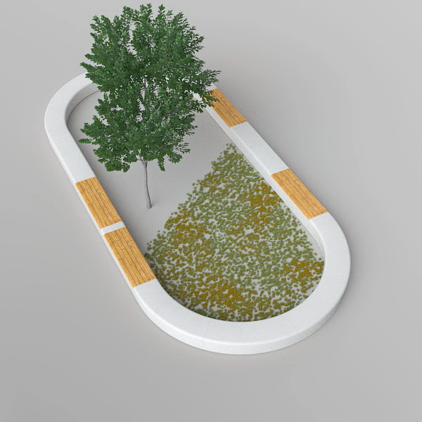 Скамья ОНДА с бетонным основанием без спинки С-66-200