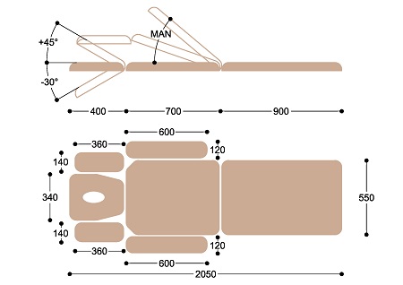 Массажный стол с электроприводом Heliox F1E3c