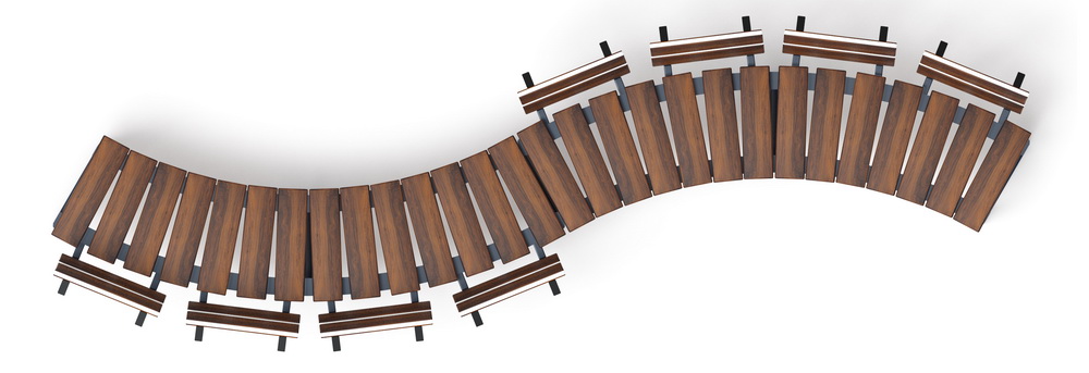 Модульная скамья радиальная (темный дуб) МФ 42.01.22