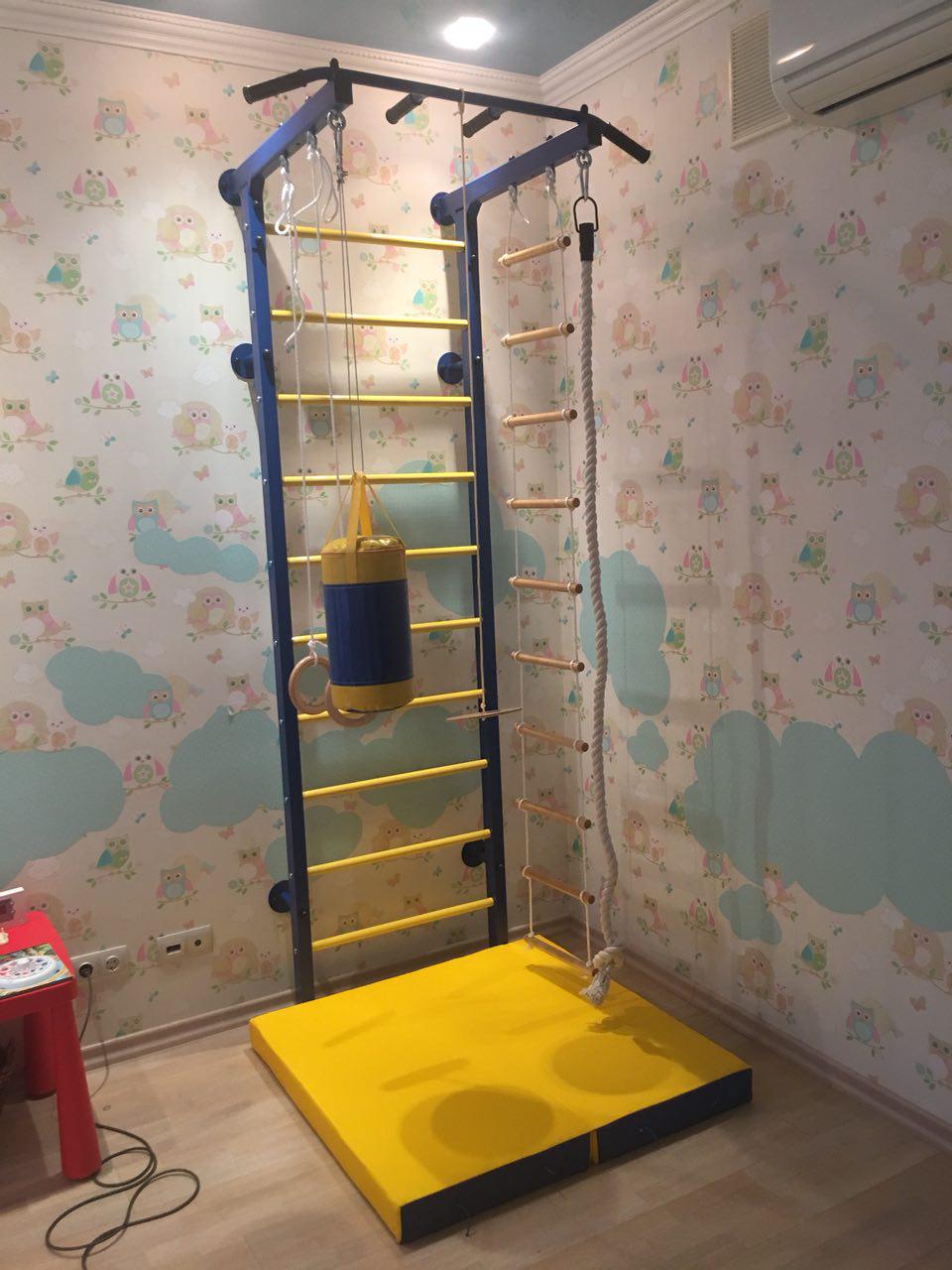 Набор боксерский детский № 2 (мешок боксерский 5 кг. + перчатки + трос) синий/желтый