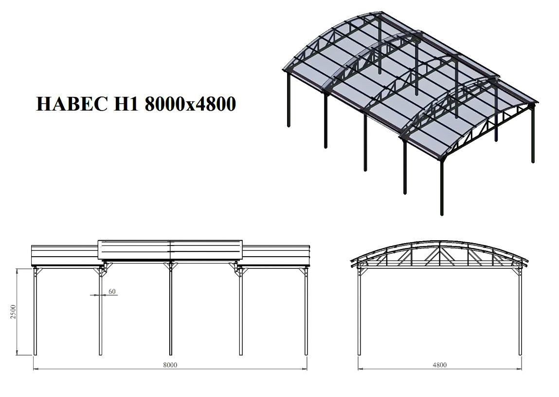 Теневой навес для спортивных тренажеров Air Gym YTN (4, 6, 8 м)