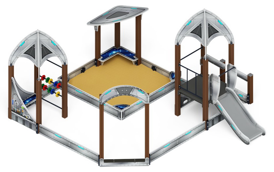 КОСМОПОРТ С ГОРКОЙ (H=750) песочный дворик (Серый) ИО 6.14.01-01