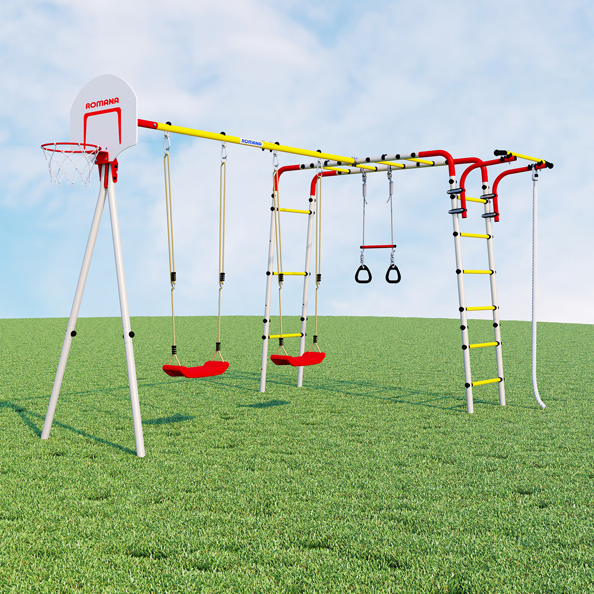 Детский спортивный комплекс для дачи Romana Акробат-2 (пластиковые качели)
