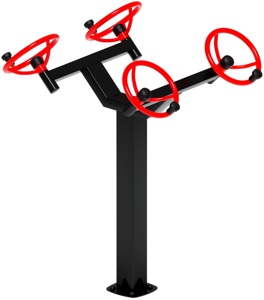 Тренажер уличный РУЛИ (4 руля положение стоя) красный СТ 101-11