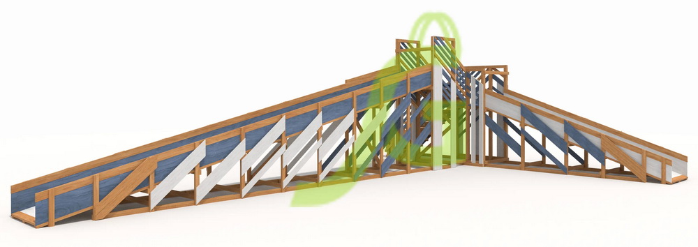 Зимняя деревянная горка "IgraGrad Snow Fox 12 м" с двумя скатами мод.524