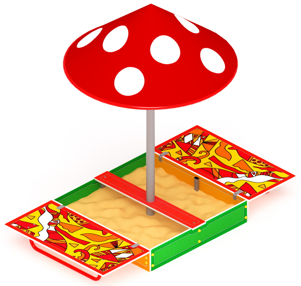 Песочница с крышкой и грибком (рыбы) ИО 5.01.10-04