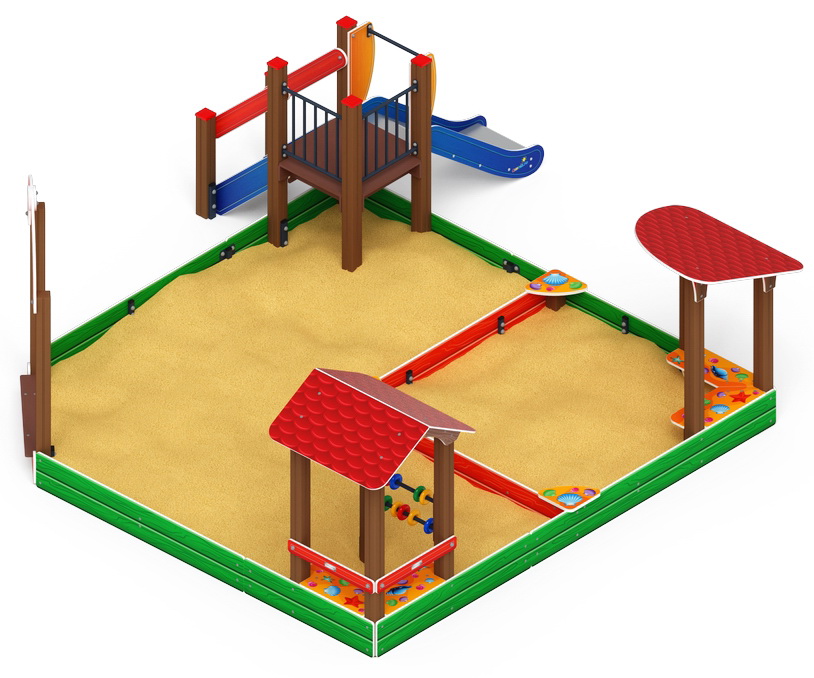 Песочный дворик с горкой (H=750) (Ракушки) ИО 6.01.05-01