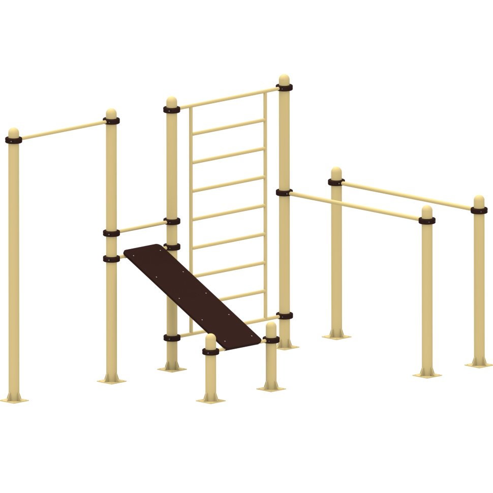 Комплекс из брусьев, турника, шведской стенки и наклонной лавки для пресса  Air-Gym YSK70