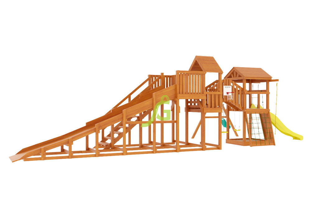 Детская деревянная зимняя горка Панда Фани Gride + модуль Snow Fox 5,9 метров