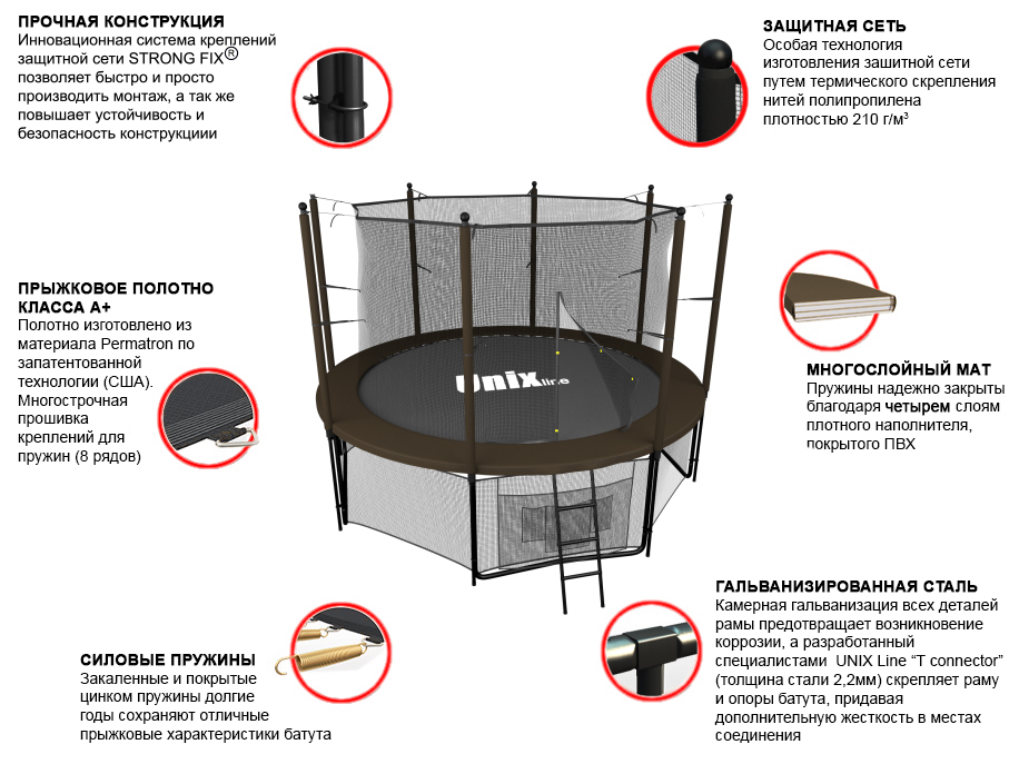 Батут UNIX line 8 ft Black&Brown (inside)