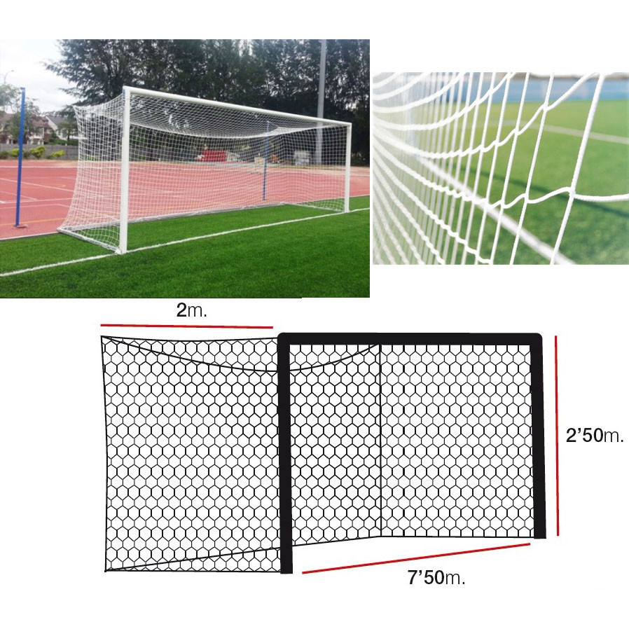 Сетка футбольная EL LEON DE ORO 7,5х2,5 м, нить D=4 мм, профи (15.214.01)