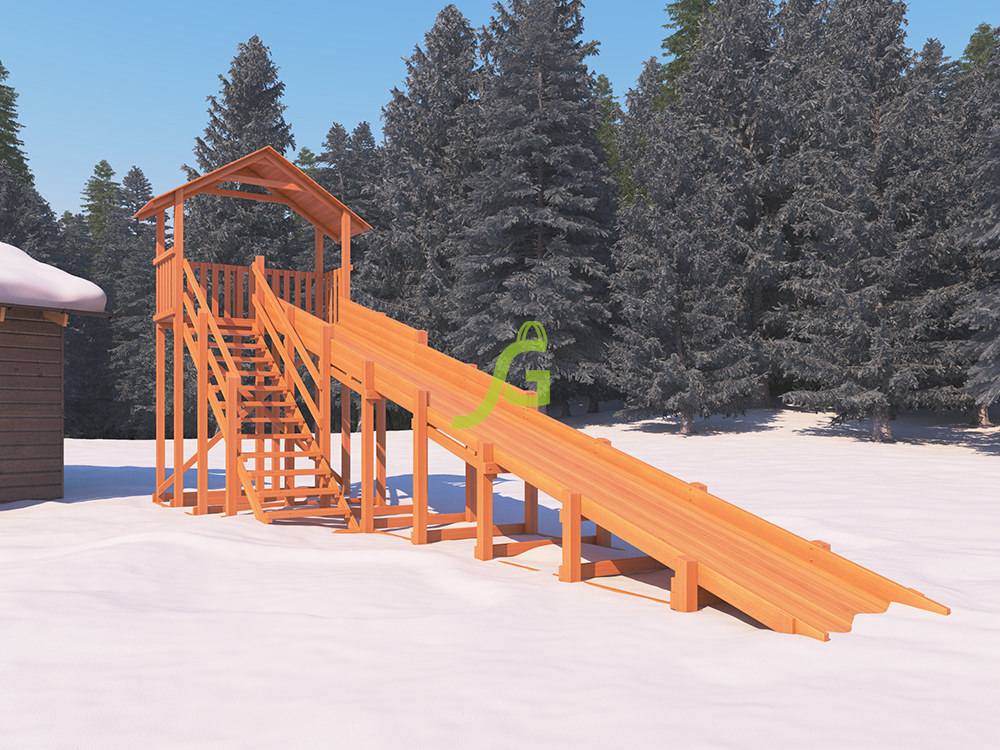 Зимняя горка Snow Fox (Домик), скат 10 метров