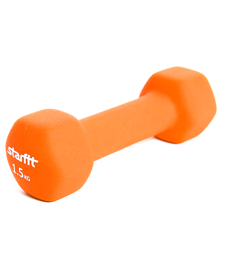 Гантель неопреновая STARFIT DB-201 1,5 кг, оранжевая (1 шт.) 1/12