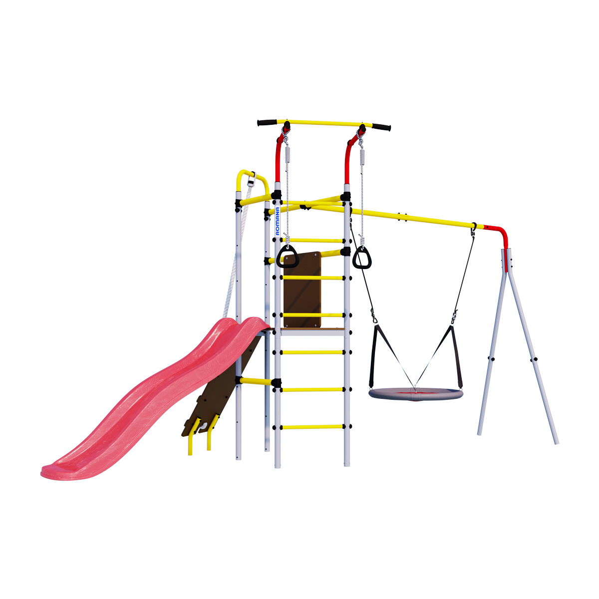 Детский спортивный комплекс для дачи Romana R.103.09.04 + 1.D-26.03 Островок Плюс (качели гнездо)
