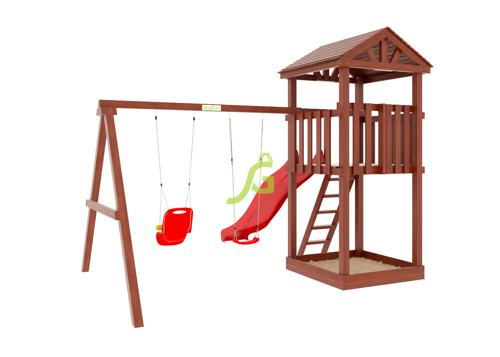 Детская площадка IgraGrad "Панда Фани Tower" с качельным модулем