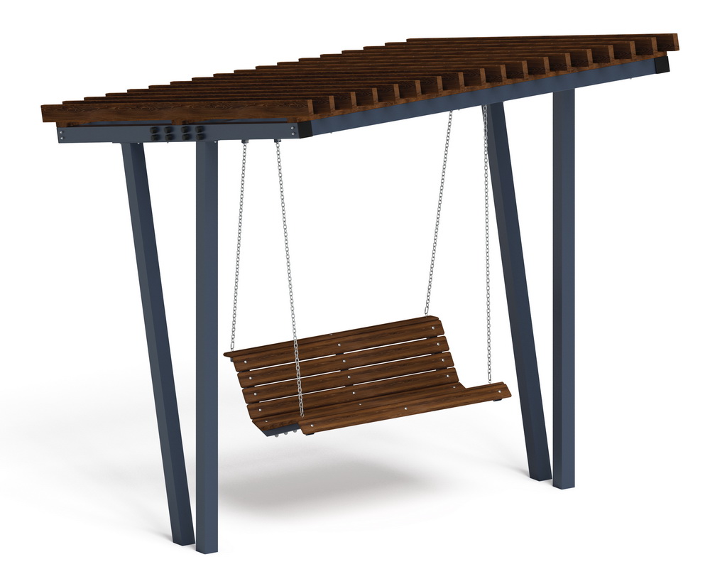 Пергола Тент с качелями (наклонная) МФ 78.03.01-01 /без поликарбоната/