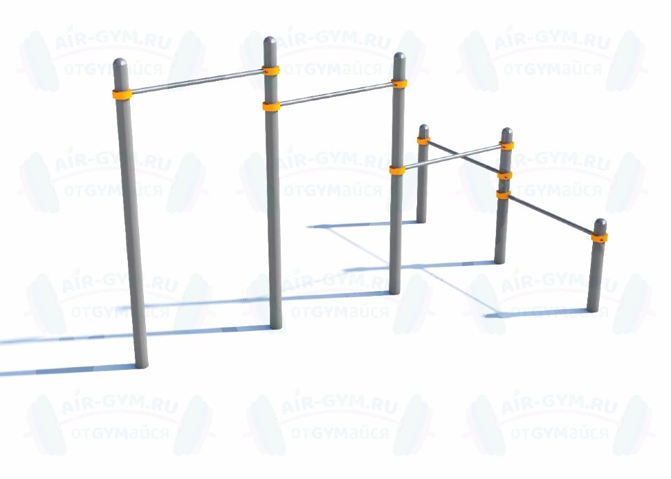 Тройной каскад турников с перекладинами для отжиманий СВС-61