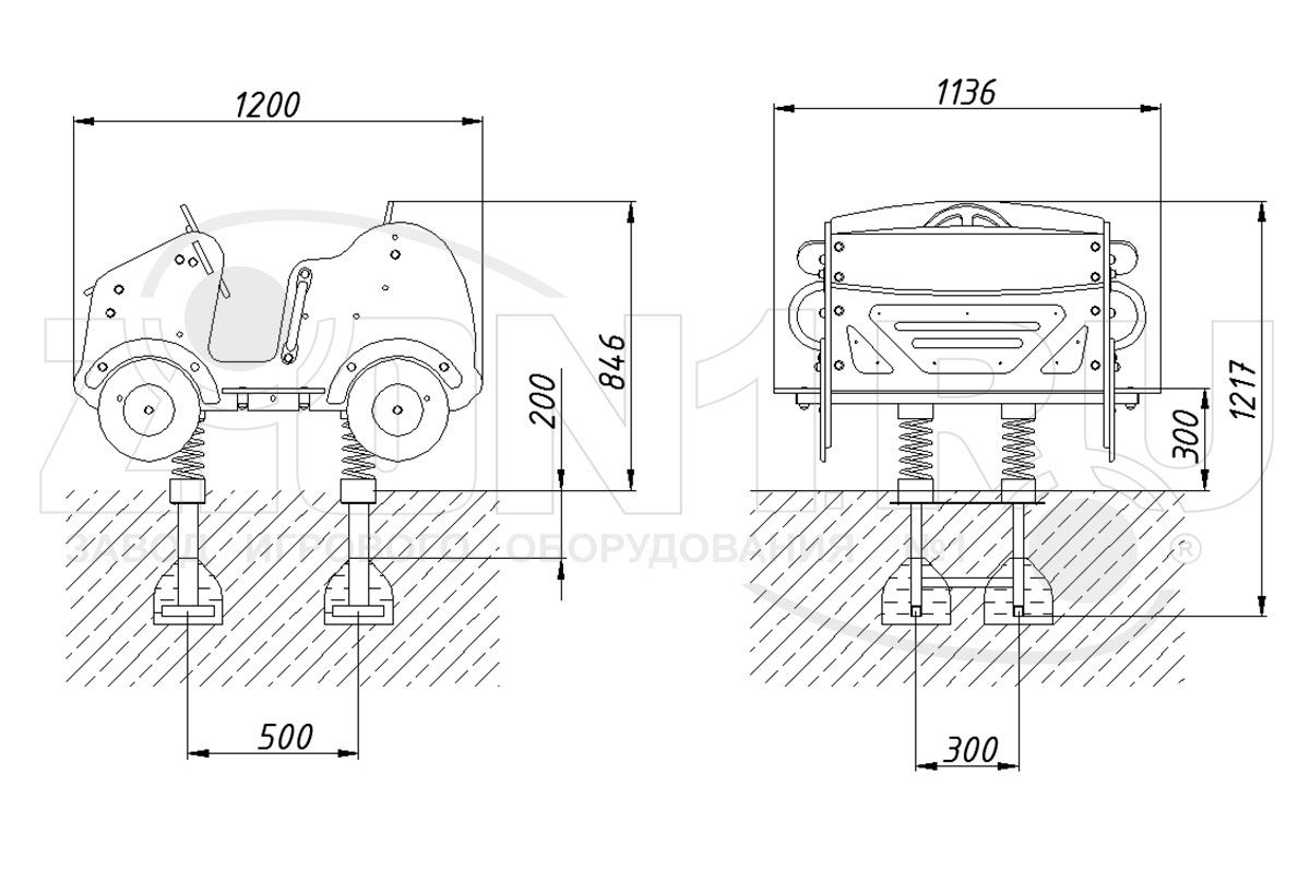 Качалка на четырех пружинах ZION Кабриолет