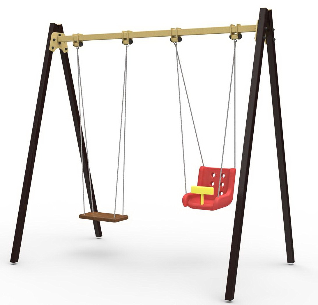 Качели двойные с сиденьем со спинкой и универсальным Air Gym YK60LS