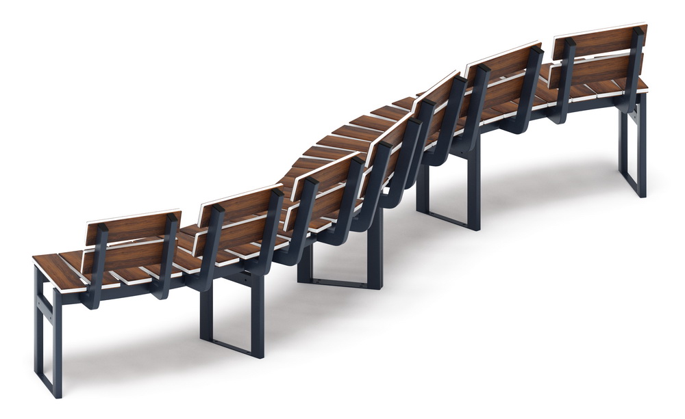 Модульная скамья радиальная (темный дуб) МФ 42.01.21