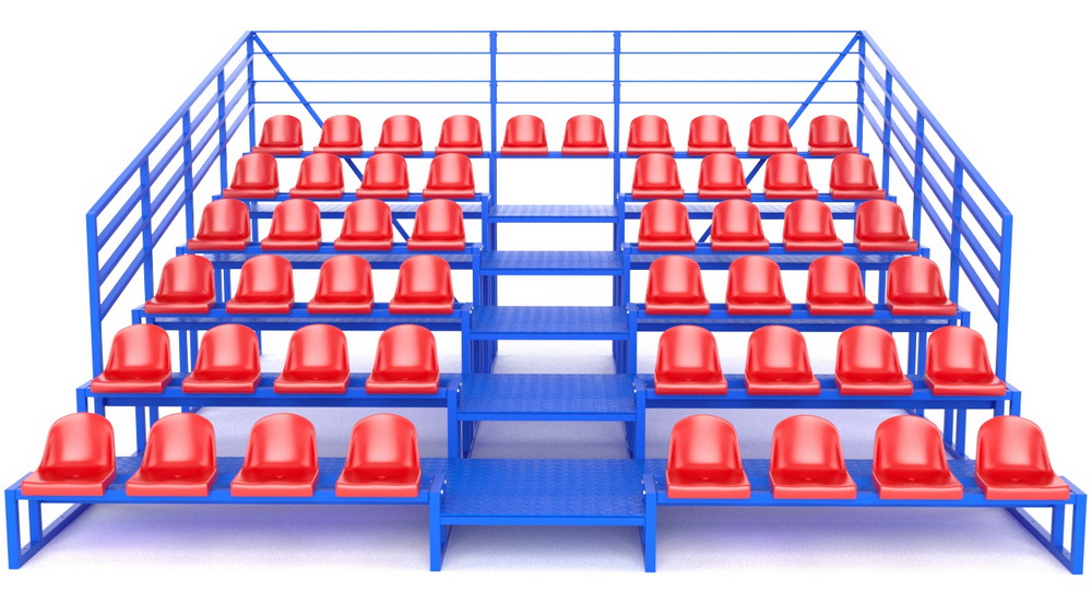 Трибуна с сидениями, шестирядная, с ограждением (20.011)