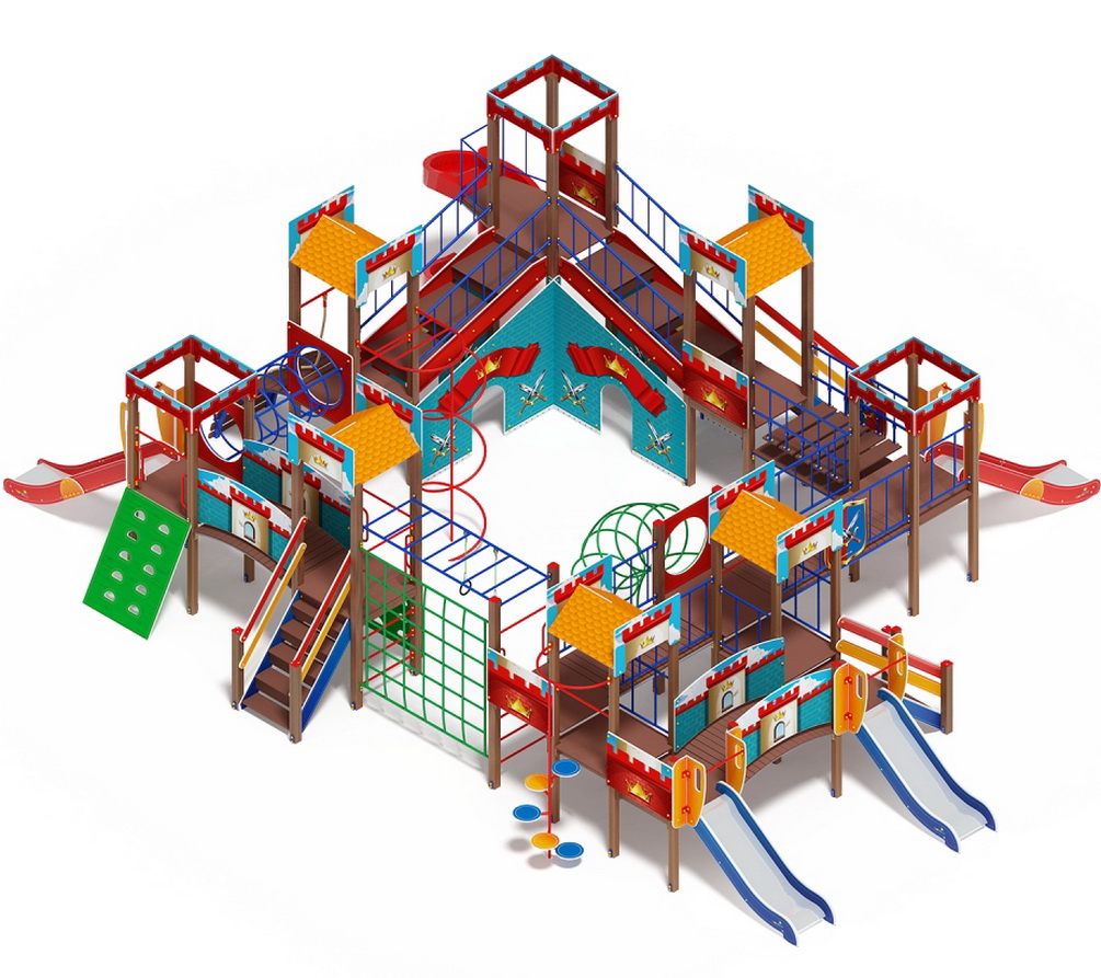 ЗАМОК детский игровой комплекс ДИК 2.18.12-01 винтовой скат (H=2000 H=1200 H=900)