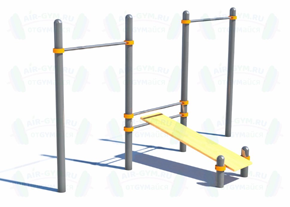 Скамья для пресса с двумя турниками (модерн.) СВС-26-М