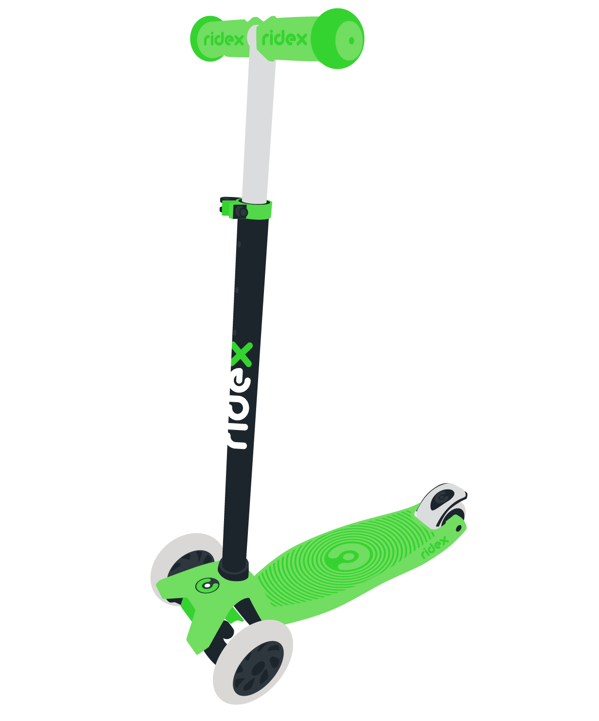 Самокат 3-колесный Snappy 2.0 3D 120/80 мм, зеленый