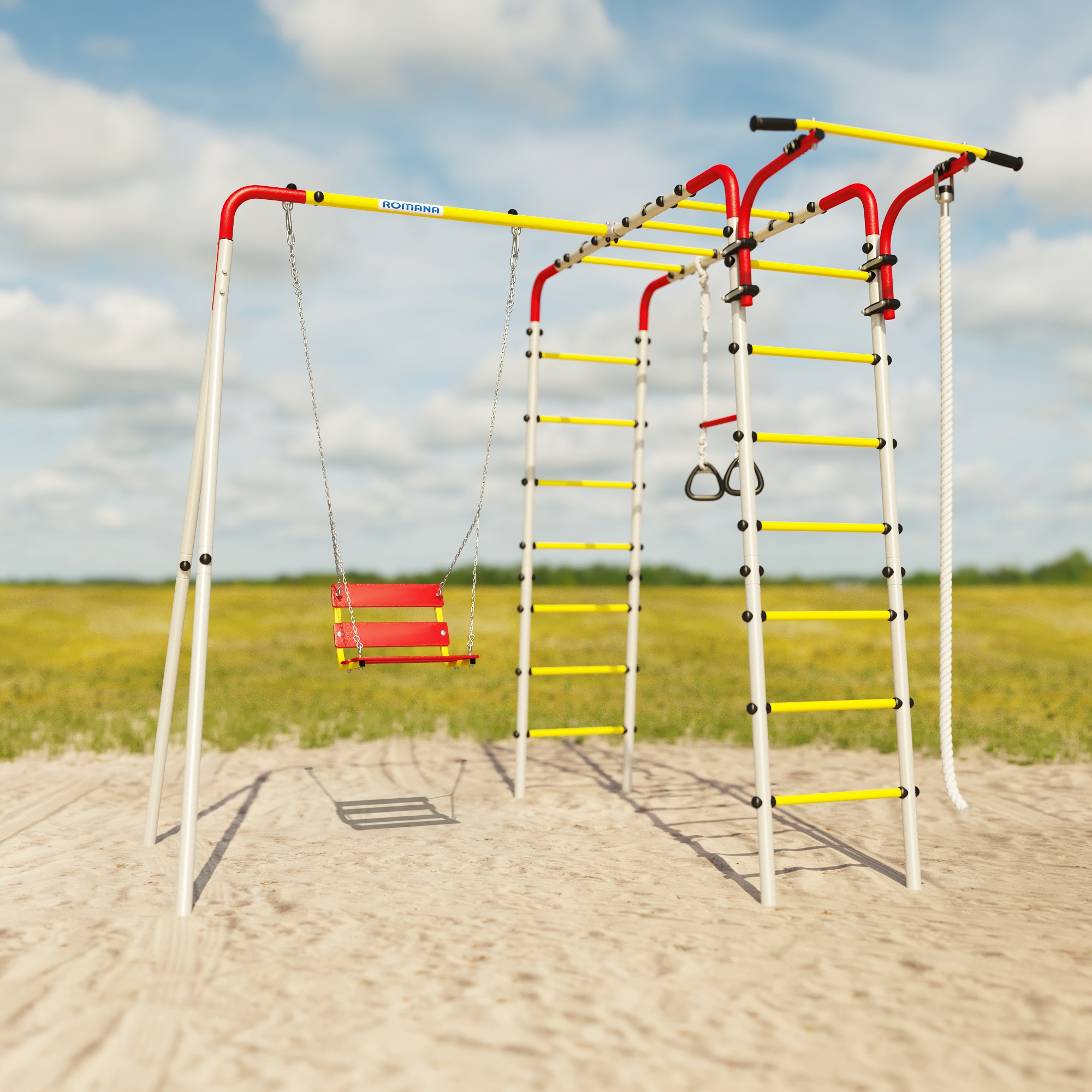 Детский спортивный комплекс для дачи ВЕСЕЛАЯ ЛУЖАЙКА-2 Romana R.103.25.04 (цепные качели)