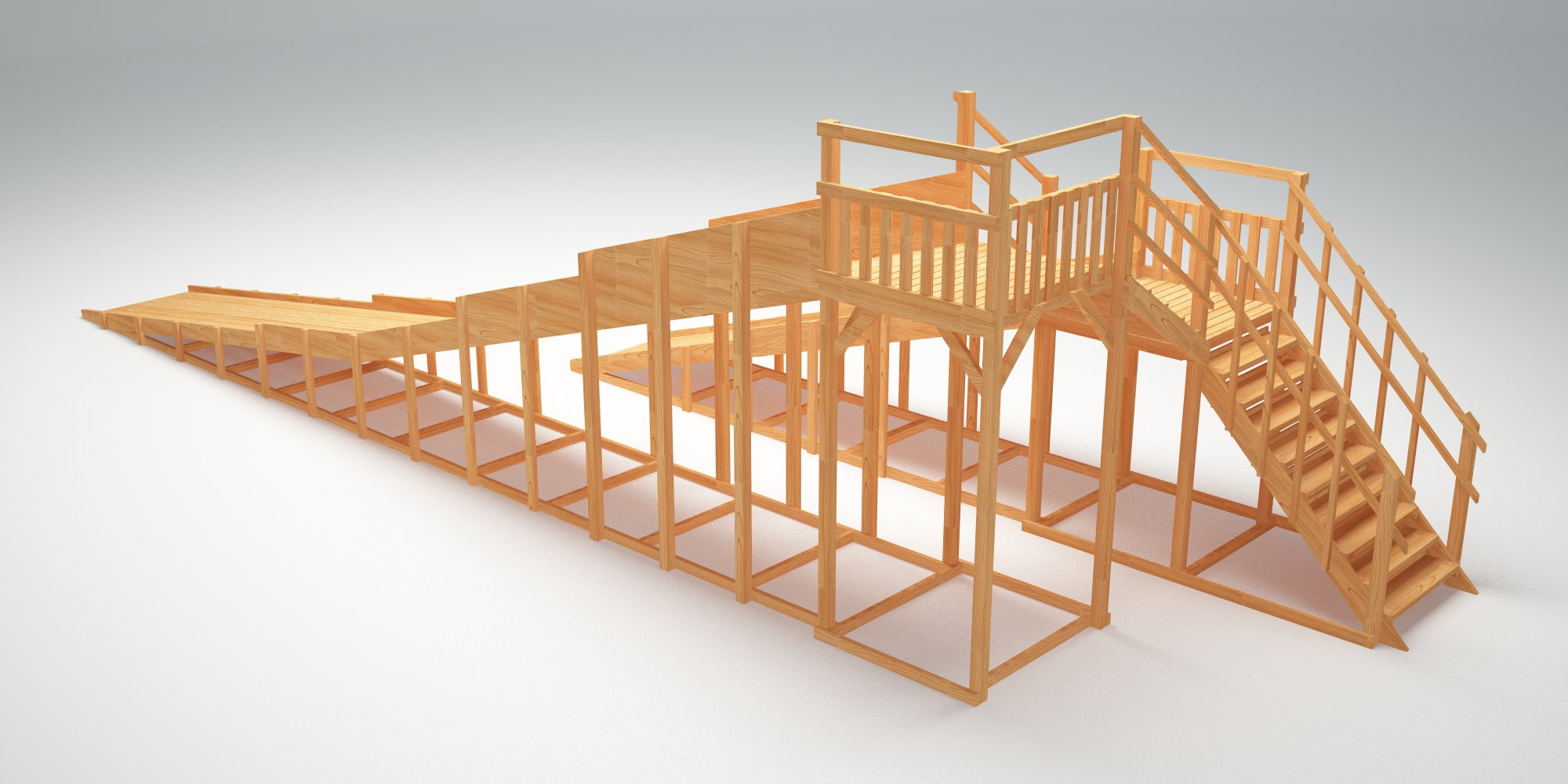 Зимняя горка ЗИМА WOOD-9 Савушка (скаты 6 и 12 м)