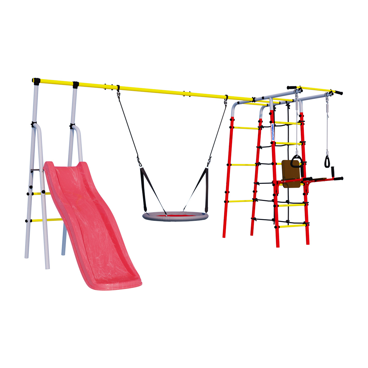 Детский спортивный комплекс для дачи Romana R.103.20.04 + 1.D-26.03 Богатырь Плюс (качели гнездо)