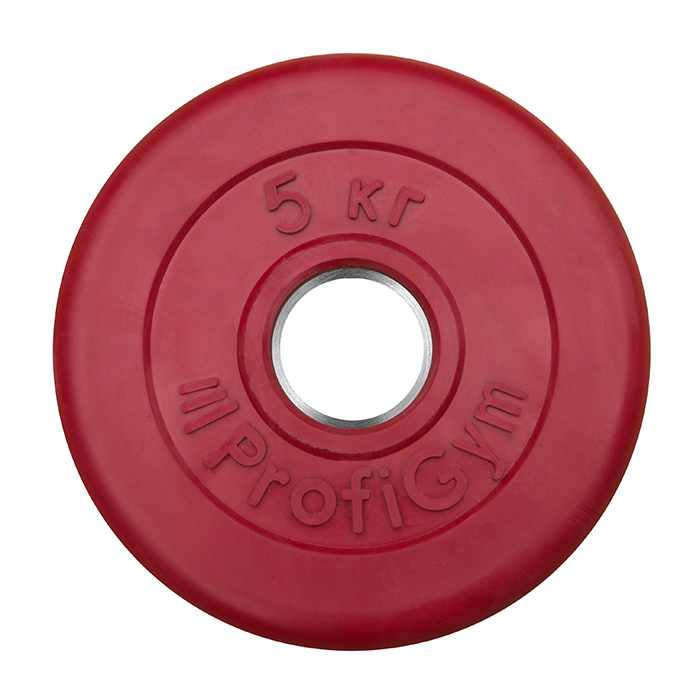 Диск обрезиненный "ProfiGym" d 51 мм красный 5,0 кг