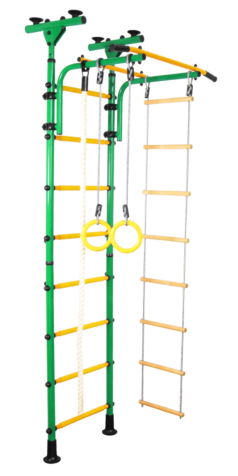 Детский спортивный комплекс ЮНЫЙ АТЛЕТ модель Пол-потолок зелёно/жёлтый